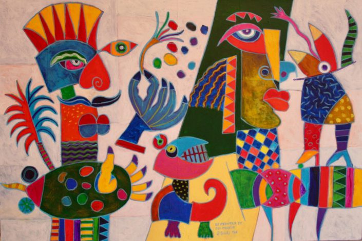 Le-peintre-et-ses-modèles-_-acrylic-on-canvas-_-80-x-120-cm